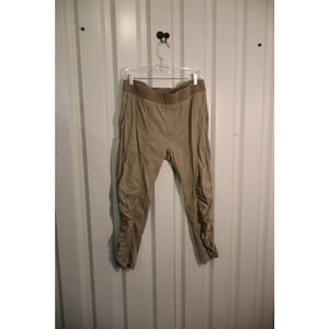 Wearables by XCVI Womens Khaki Green Cropped Cotton BlendPants Ruched Size Large